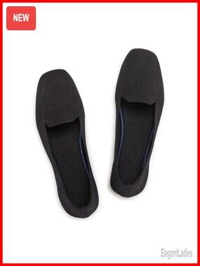 Women's Knit Loafers Square Toe Slip On Comfortable Office Work Driving Shoes